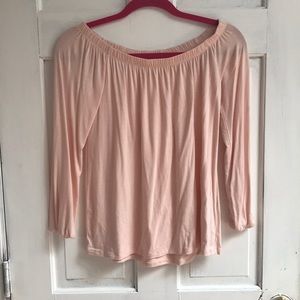 Pink Off-The-Shoulder Long Sleeve Top